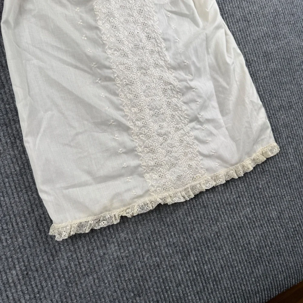 Vintage Off White Eyelet Lace Christening Gown Baptism‎ Dress Infant Baby  965